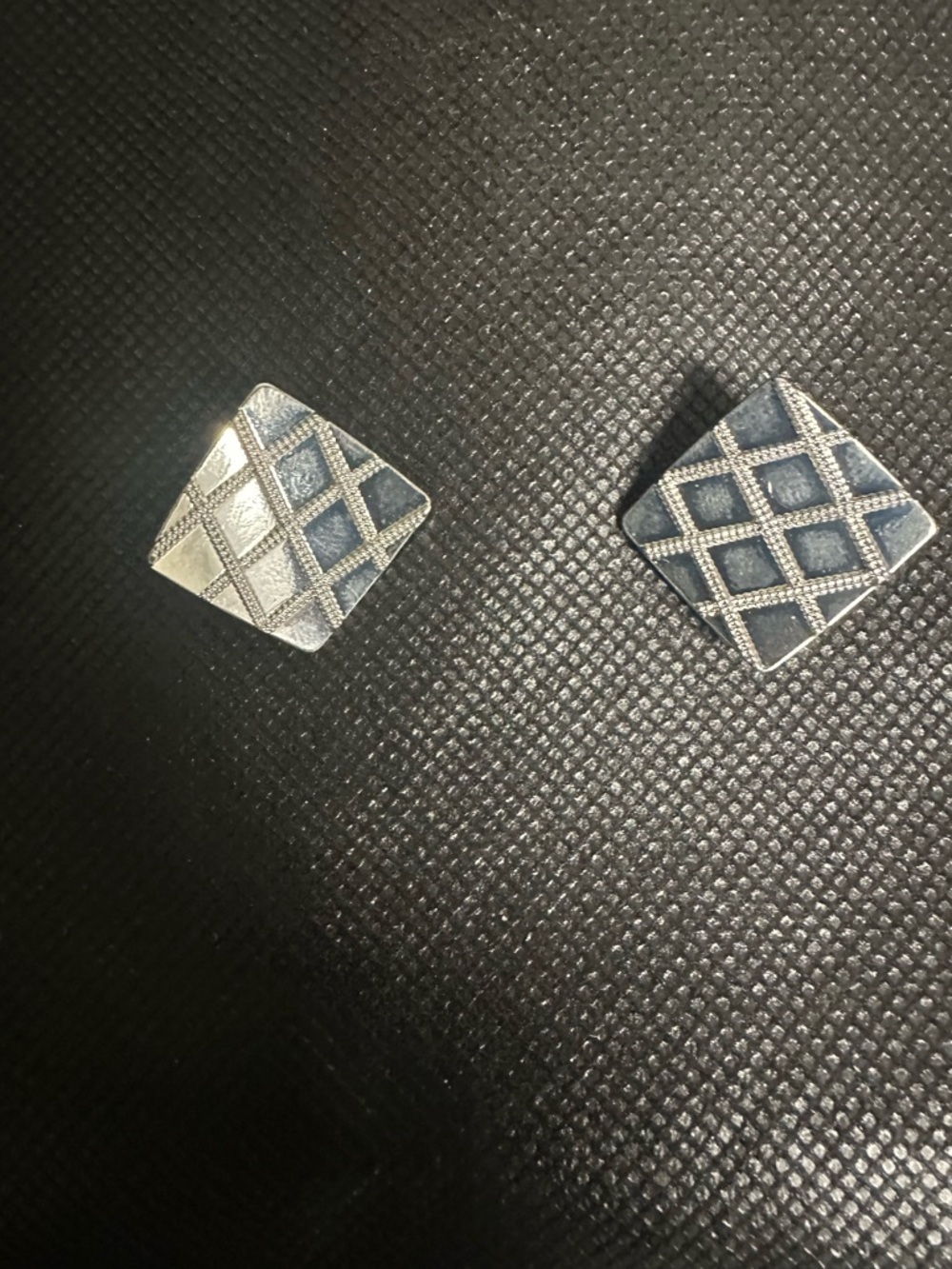 Silver Tone Geometric Square Clip On Earrings